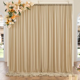 10ft x 8ft Wrinkle Free Beige Backdrop Curtains for Parties, Thick Fabric Photo Backdrop Drapes for Weddings Photography Birthday Party Backgrpund Decor