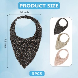 CURASA 3PCS Floral Hair Scarf Headband for Women Triangle Elastic Head Bandanas Vintage Boho Non Slip Headpiece Fashion Stretch Knitted Headwrap Turban With Hair Pins Portable Printed Hair Ties