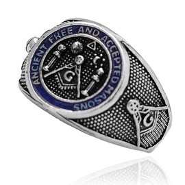 Punk Masonic Ring for Men, Gothic Freemason Ring Hip Hop Vintage Masonic Freemason Ring for Boys (T1/2)