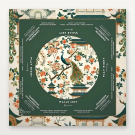 Engraved 4-Layer American Mahjong Set, Boutique 160-Tile Leopard Luxe & Peacock Mat, Artisanal Craft for Luxury HostingColor: Green peacock mahjong mat