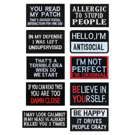 10 Pieces Funny Embroidery Flag Patches Tactical Patches,Full Embroidered Appliques for Loop and Hook Military Patch for Clothes,Jeans,Hats,Jacket,Vest,Bags,Backpacks Etc