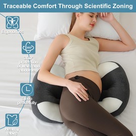 Pregnancy Pillow for Pregnant Women, Soft Pregnancy Body Pillow, Maternity Pillow Used to Support and Relieve Pain or discomfort in The Waist, Abdomen and Buttocks, Adjustable