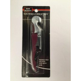 Bar Buddy! Corkscrew - Maroon 3-in-1- Foil Cutter, Can Opener, Corkscrew - Ergonomic Handle