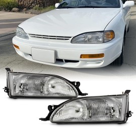 AKKON - Fits 1995-1996 Toyota Camry Chrome Headlights Headlamps Pair Driver+Passenger Replacement 95 96