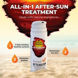 Nirvanta All-in-One AfterBurn Tan Recovery Lotion – Doctor-Formulated Aftersun Lotion w/Natural Ingredients & 14 Essential Oils for All Ages – After Sun Care for Deep Hydration & Peeling Minimization