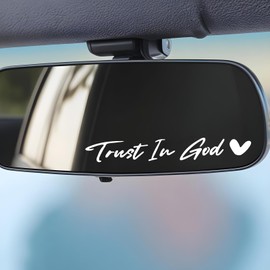 HJZHII 3X Trust in God Rear View Mirror Sticker, Rearview Mirror Decal with Heart Car Window Decals Self Affirmations Car Mirror Stickers for Women Water Bottle Laptop Accessories Gifts(White)