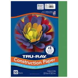 Tru-Ray Heavyweight Construction Paper, Holiday Green, 9" x 12", 50 Sheets