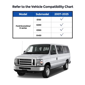 Car Floor Mat for Ford Econoline: for Econoline/E-Series 2025-2007 E150/E250/E350/E450, All Weather TPE Carpet Rubber Rug Interior Vehicle Accessories Heavy Duty Van Floormats Front Row Liner