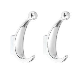 Yundoza 2 Pack Bathroom Towel Hook, Screw in Zinc Alloy Door Hooks for Coat Robe Keys Clothes Bags(Chrome)