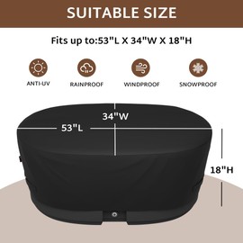 iBirdie Outdoor Waterproof 100 Gallon Stock Tank Cover for Ice Bath Cold Plunge Pool - 600D Heavy Duty Weatherproof Oval Tub Covers Compatible for Rubbermaid Water Trough