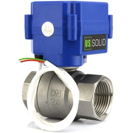 U.S. Solid 1 Inch Motorised Ball Valve, Stainless Steel, 220 V AC (85 V-265 V AC), 2-Way Electric Zone Valve, Normally Open (N/O), 2-Wire Auto Return Setup