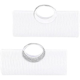 Fioeyr Womens Clutch Bag Tote Bag Ladies Crystal Diamante Clutch Purse Bridal Wedding Evening Party Handbag Black White Silver Wallet