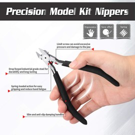 SPEEDWOX 5 Inch Model Nipper Single Blade Nipper Black Model Tools Craft Set Nipper Plastic Model Tools with Polishing Block for Plastic Model Gundam Building Repairing and Fixing