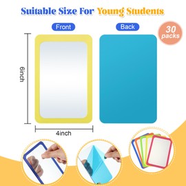 Dandat 30 Pcs Small Mirrors for Kids Unbreakable Shatter Proof Mirror 6 x 4 Inches Round Corners Plastic Mirrors Square Double Sided Preschool Classroom Mirror DIY Crafts (Bright Colors)