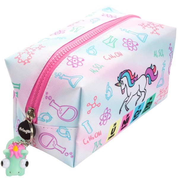 FRINGOO® Large Square Pencil Case Stationery Pouch With Eye Popper