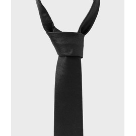 Nonblank Non-Blank FAUX Leather Slim Tie_BLACK