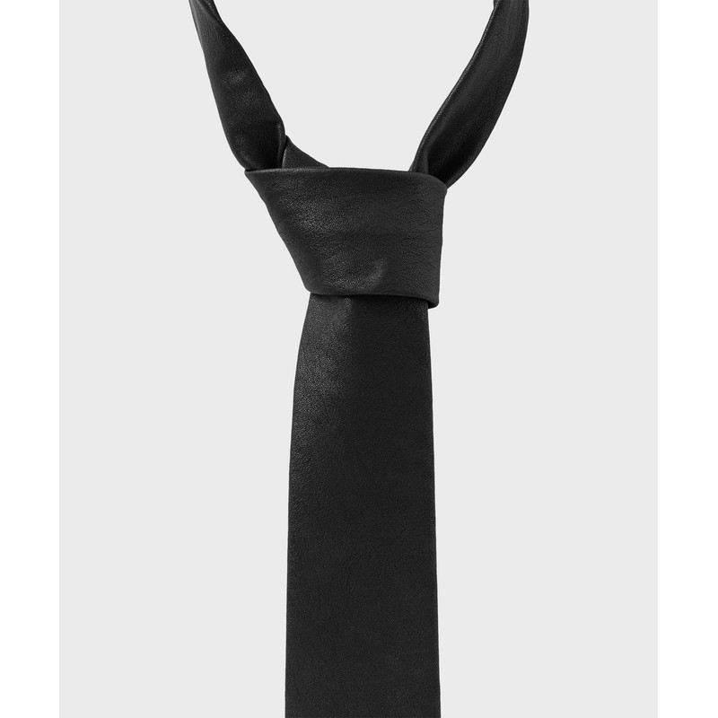 Nonblank Non-Blank FAUX Leather Slim Tie_BLACK