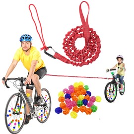 TeTupGa Bicycle Tow Rope Belt Strap Mountain Bike Parent-Child Pull Reflective Traction Portable Outdoor MTB Elastic Bicycle For Adult Kids Children (Red+Bike Spoke Beads)
