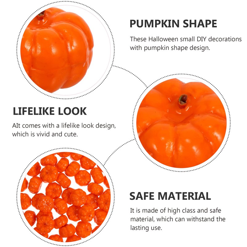 WINOMO 100Pcs Artificial Pumpkin Fake Fruit Fall Harvest Mini Pumpkins