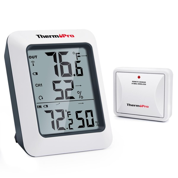 ThermoPro TP60 Digital Hygrometer Outdoor Thermometer Wireless Temperature and Humidity
