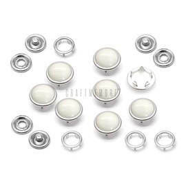 CRAFTMEMORE 20SETS 10MM White Pearl Snaps Fasteners Pearl-Like Button for Western Shirt Clothes Popper Studs (White)