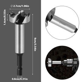 ZDNT Professional Forstner Drill Bit 27 mm for Wood, 27 mm Forstner Drill Bit Wood, Forstner Drill Bit for Wood Hole Cutter with Hex Shank, Wood Drill, Pot Drill, Art Drill for Wood