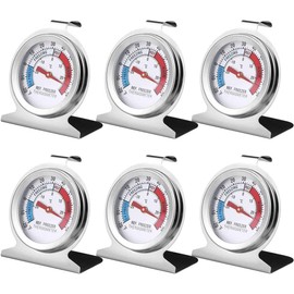 6 Pack Refrigerator Freezer Large Dial Thermometer Classic Series Fridge Freezer Alarm Thermometer Internal Temperature Gauge for Kitchen Refrigerator