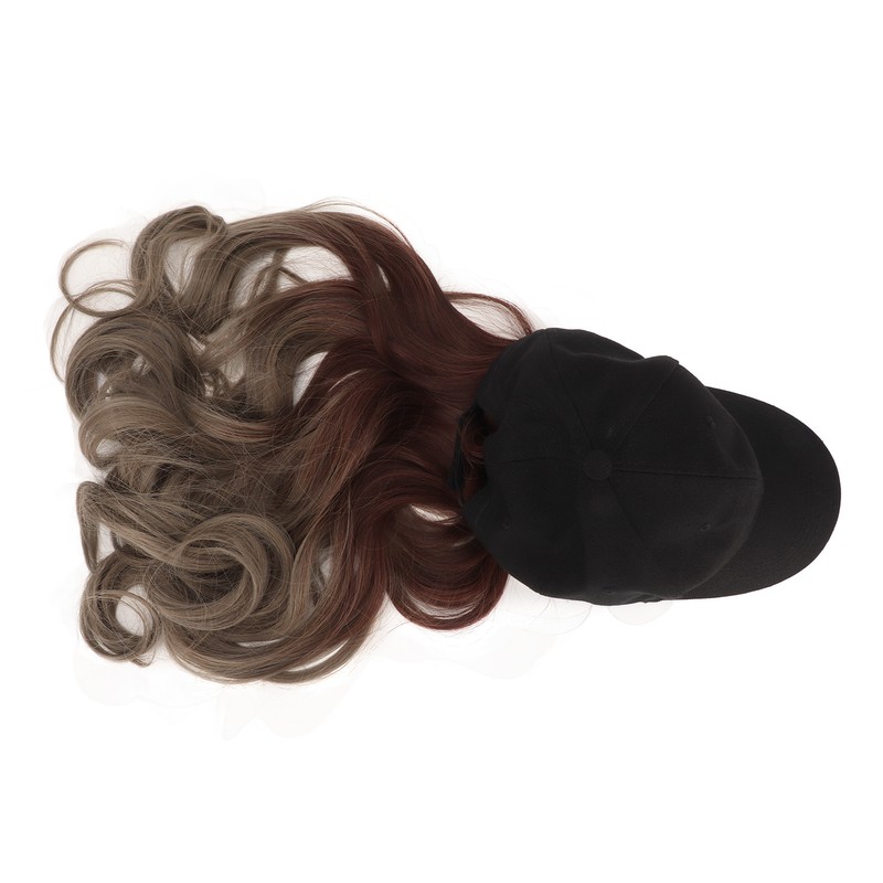 Baseball Cap Wig Women Fashionable Adjustable Hat Synthetic Long Wavy