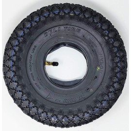 BITS4REASONS - 4 INCH DIAMETER TYRE - NEW MODEL DELI S-310 DIAMOND PATTERN TYRES WITH INNER TUBE FOR SACK BARROWS, TROLLEYS, SCOOTERS, WHEELBARROWS ETC SE 3.00-4 (4PR) SET DIN 7777 90/90 S-310 260X85