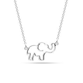 Charmsy Demi-Fine Animal Pendant Necklaces for Women Teen | Open Elephant Outline Necklace Pendant Minimalist Jewelry Gift for Her | Size 20 Inch, Brass, No Gemstone