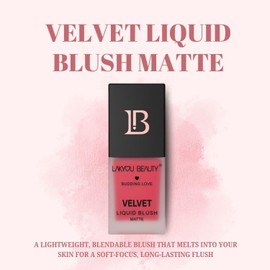 Lakyou Beauty Velvet Liquid Blush Matte | Light Weight | Highly Pigmented | Long-lasting | Easily Blendable | All Skin Types | Shade-01 (Soft Pink) 15ml