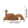 Easter Scene Cross Decoration Wooden Jesus Empty Tomb Statue Easter