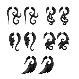 ZeSen Jewelry 16 g Graceful Tribal Spiral Fake Gauges Acrylic Ear Taper Pin Fake Plug Horn Stud Earrings