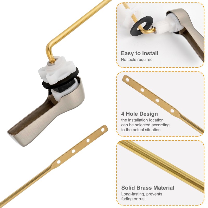 Hibbent Universal Metal Front Mount Toilet Handle Replacement Kit, Brass
