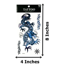 NipitShop 1 Sheet Temporary Tattoo Large 3D Dragon Blue Waterproof Removable Body Stickers Sexy Tattoo
