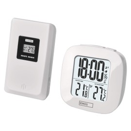 EMOS Digital Thermometer with Outdoor Sensor, Indoor and Outdoor Thermometer with Radio-Controlled Clock, Alarm Clock with Snooze and Calendar