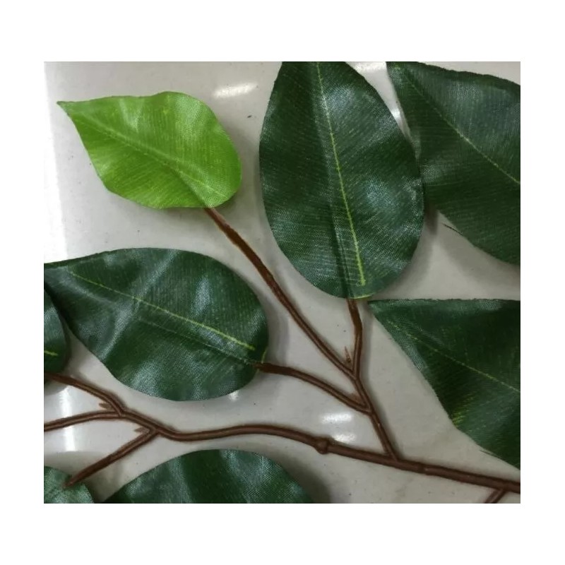 Liven&Decor Set 12 Hojas Ramas Artificial Verde Follaje Ficus -