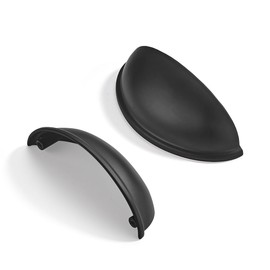 CABDM 2 Pack 3-1/2" Drawer Pulls Matte Black Cabinet Cup Pulls Kitchen Hardware Cabinet Handles Drawer Handles Knobs 3-1/2 inch (89mm) Center to Center