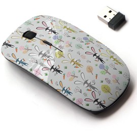 2.4G Wireless Mouse with Cute Pattern Design for All Laptops and Desktops with Nano Receiver - Cute Rabbit Bunny