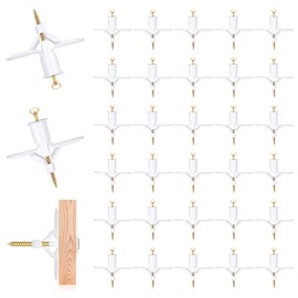 Plasterboard Rawl Plugs Set, 60pcs Expansion Plasterboard Wall Plugs and Screws 8x50mm, Drywall Cavity Wall Fixings, Heavy Duty Anti-Rotational Plaster Walls Fixings for TV Wall Brackets (White)