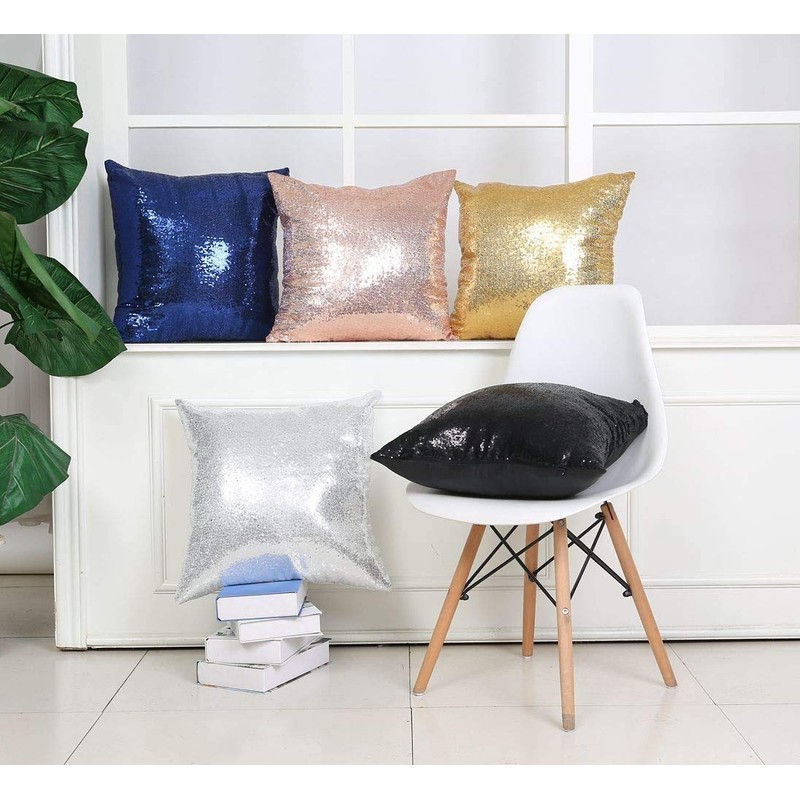 Eternal Beauty Silver 2 PCS Square Sequin Cushion Covers 18