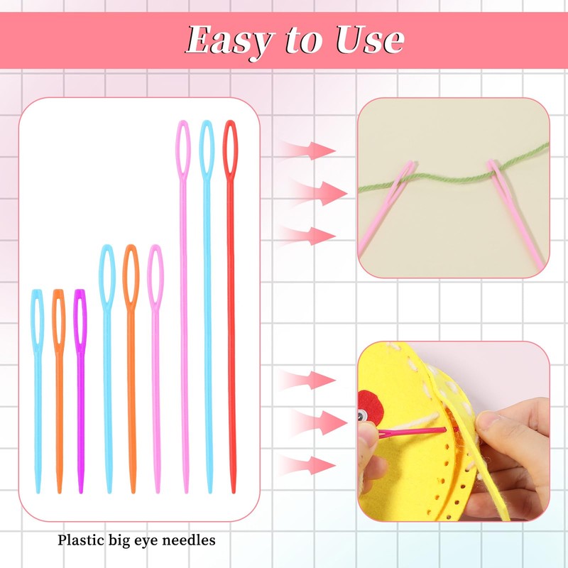 60 Pcs Plastic Sewing Needles Plastic Needles for Kids Large