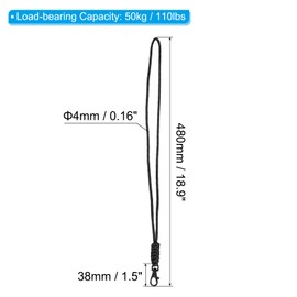 PATIKIL Paracord Lanyard with Lobster Clasp 19 Inch, 2 Pack Necklace Keychain Cord Metal Hook Strap for Keys Whistle Badge Holder, Black