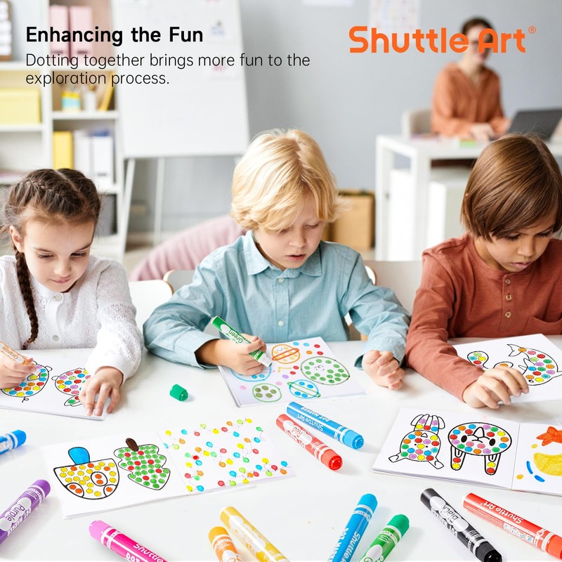 Shuttle Art Dot Markers, 10 Colors Washable Markers for Toddlers,Bingo
