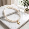 Frigotine Chunky Cross Necklace for Women, White Beaded Boho Summer