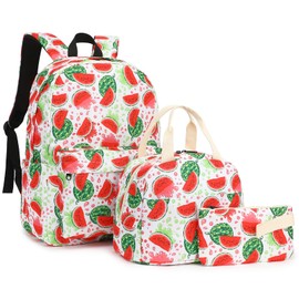 Esfoxes School Backpack for Girls, Kids Teens School Bags Bookbags Set with Lunch Bag Pencil Bag (Watermelon)