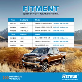 RETRUE Rear Air Bags Suspension Kit for Chevy Silverado GMC Sierra 1500HD 2500 1999-2006 Truck Towing, 5000 Lbs of Load Leveling Capacity, Replacement for Firestone 2190 Ride Rite Airbags for Trucks