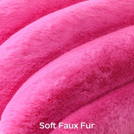 OTOSTAR Hot Pink Faux Rabbit Fur Throw Pillow Cover 16x16 Inch Soft Cozy Plush Striped Pillowcase Cushion Cover with Velvet Back for Sofa Couch Bed Living Room