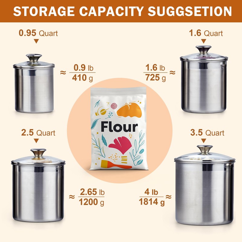 Cooks Standard Stainless Steel Food Jar Storage Canister Set Medium