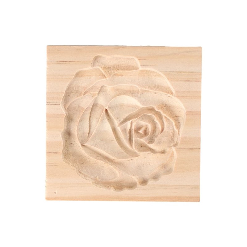 Carved Wooden Cookie Stamp Mould Rose Flower Cookie Cutter Cookie